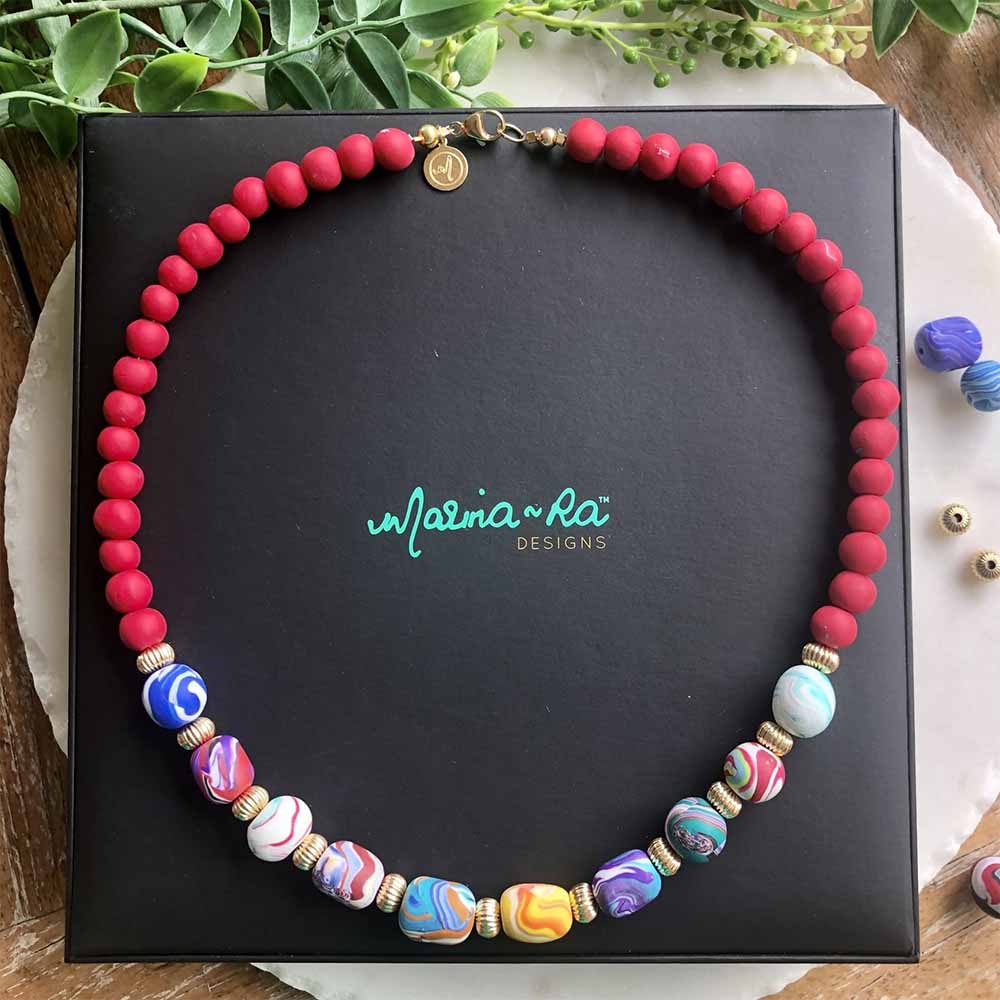 Marina-Ra Designs handmade necklace, handmade beads with beautiful packaging. Luxurious designer brand. Gifts, Anniversaries, Love, Mother's Day, Statement Jewellery