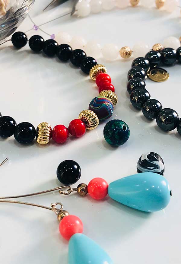 Marina-Ra colourful beaded bracelet and earings