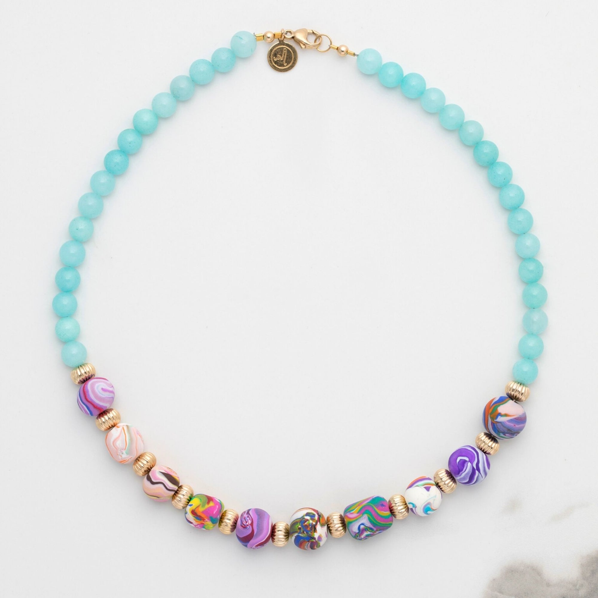 Handmade Amazonite Gemstone Necklace | Mutlitcoloured Handcrafted Beads  AZ100