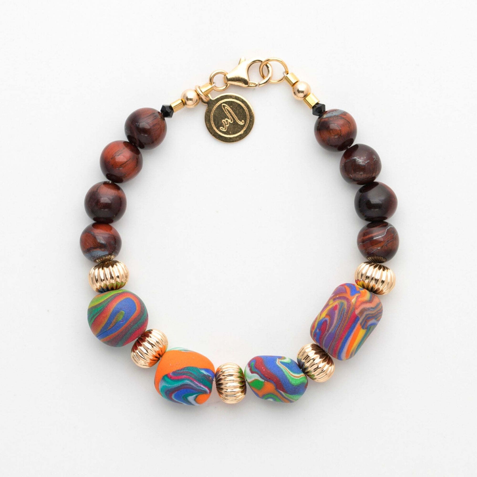 Handmade Lady's Bracelet | Handcrafted Multicoloured Beads | Tiger Eye Gemstone Beads LTEB100