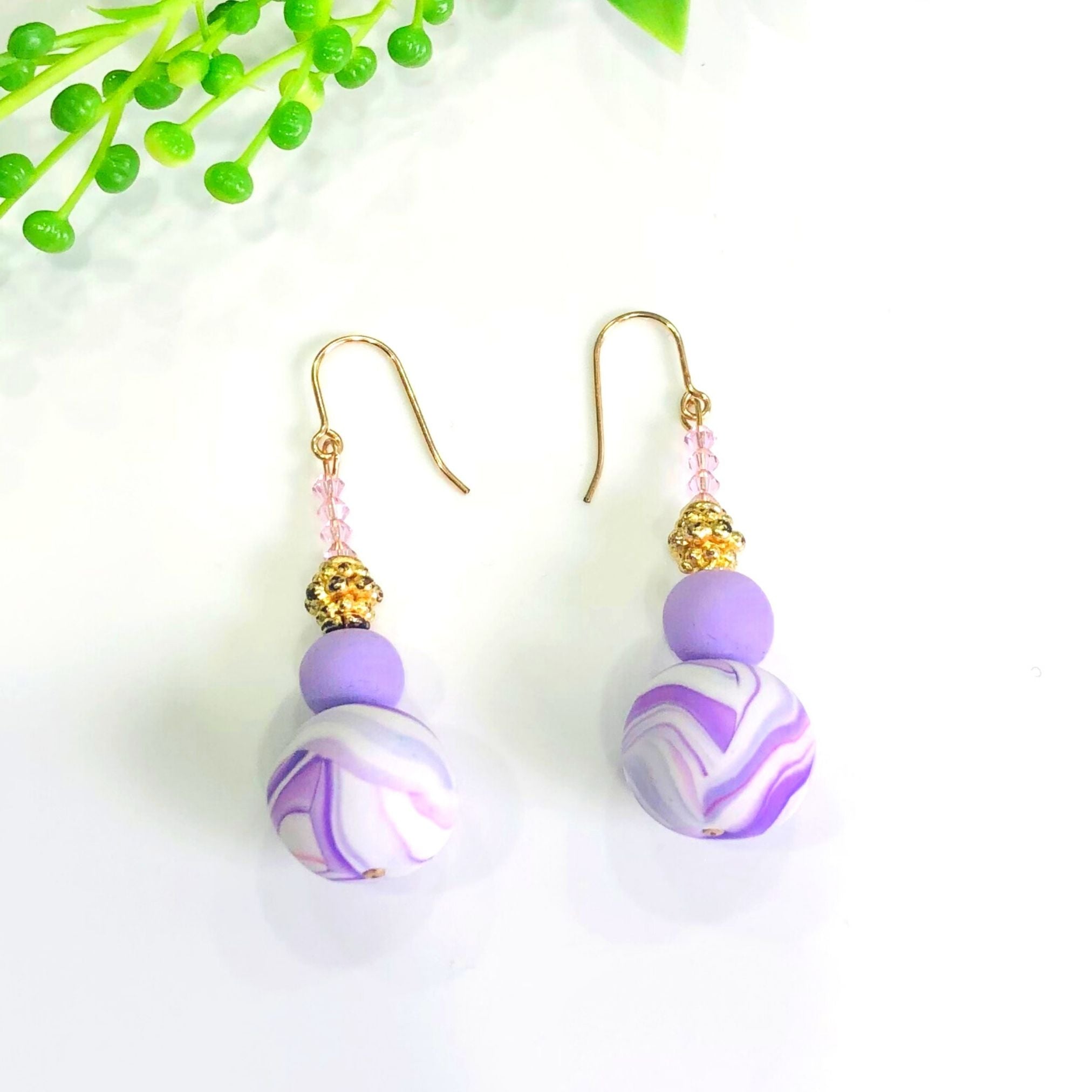 Purple deals beaded earrings