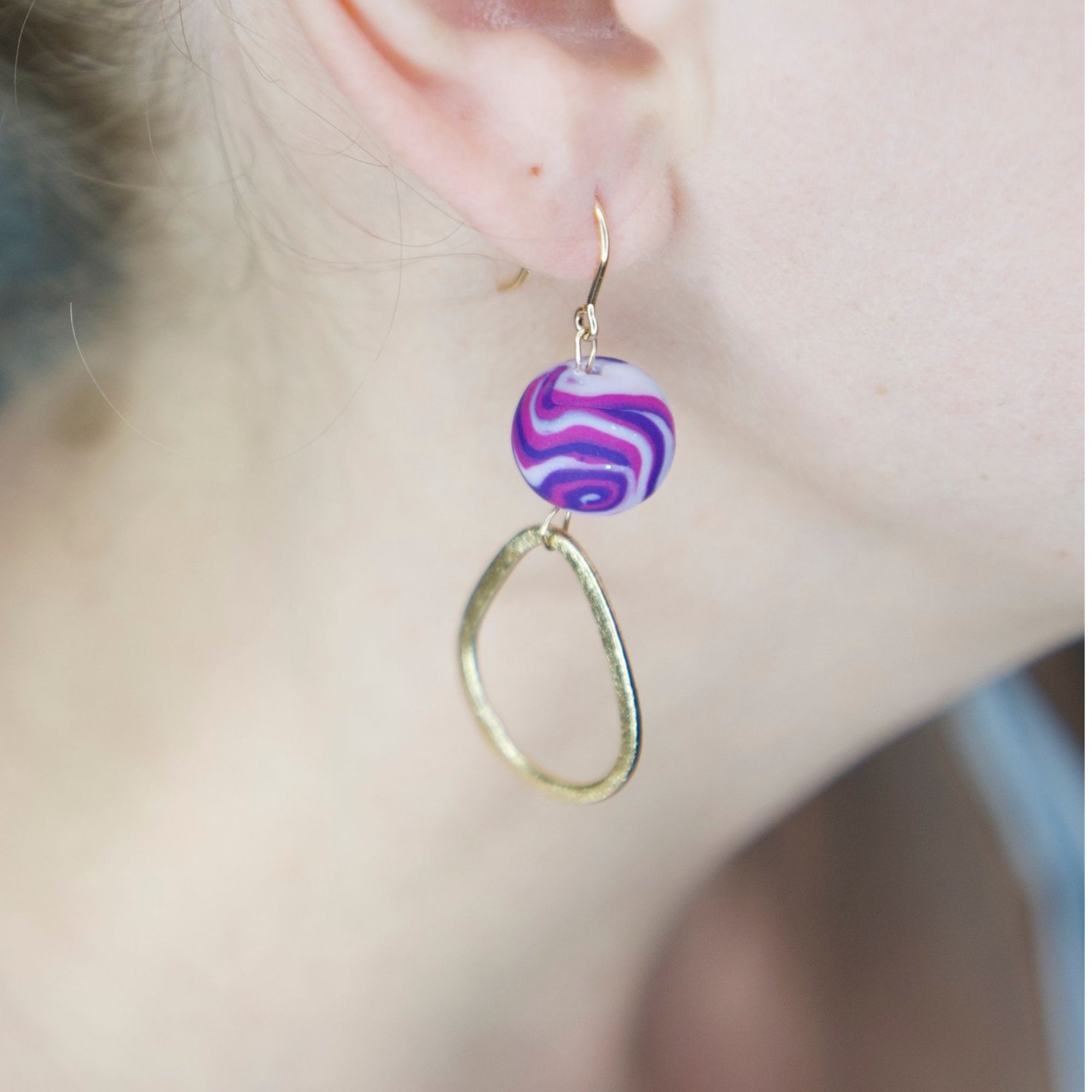 Stunning One of a Kind Earrings | Handmade Beads | Gold Plated Copper Tear Trop Hoop | 14kt Shepherd Hoops | ER150