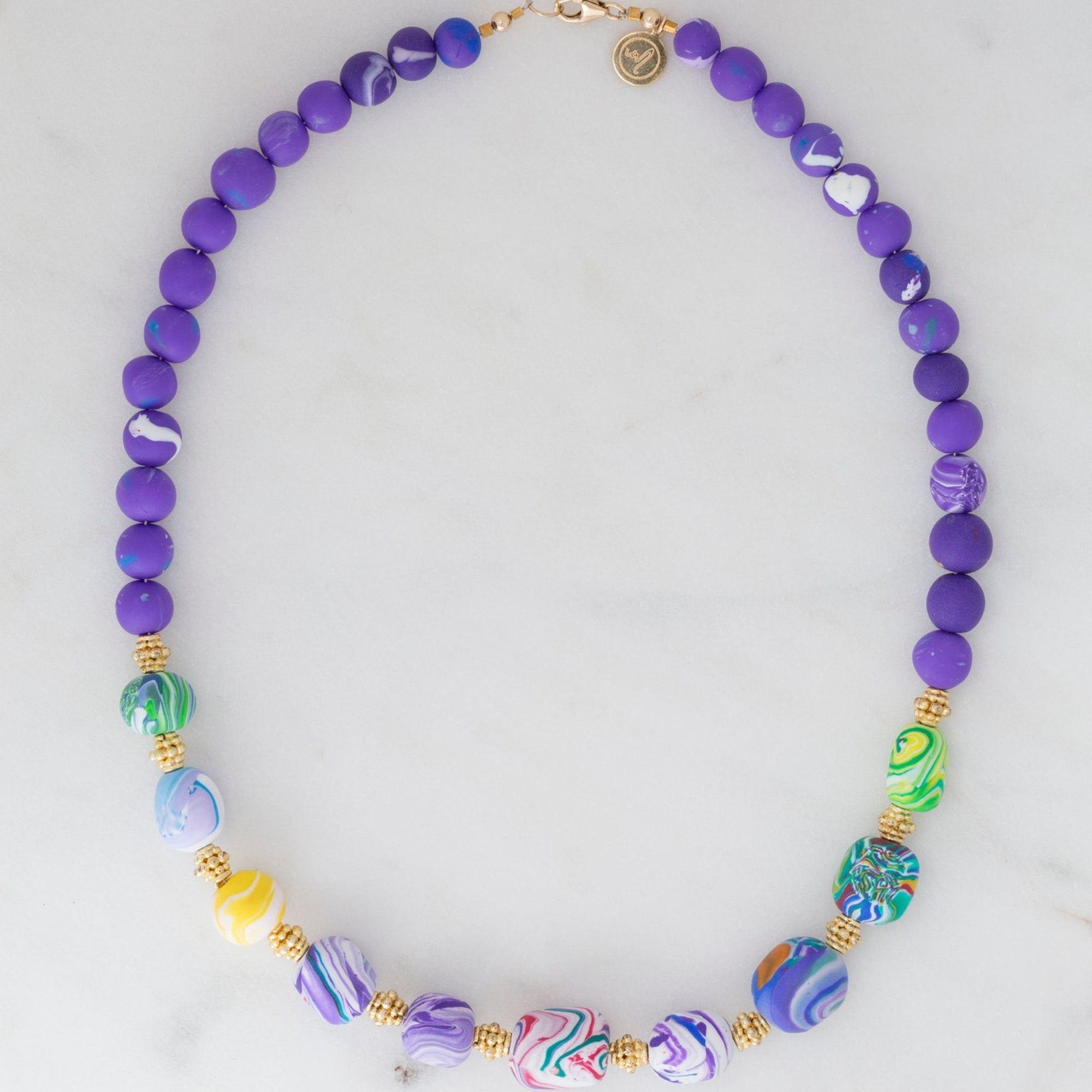 Handmade Necklace | Purple and Unique Multicoloured Handmade Beads PPON100