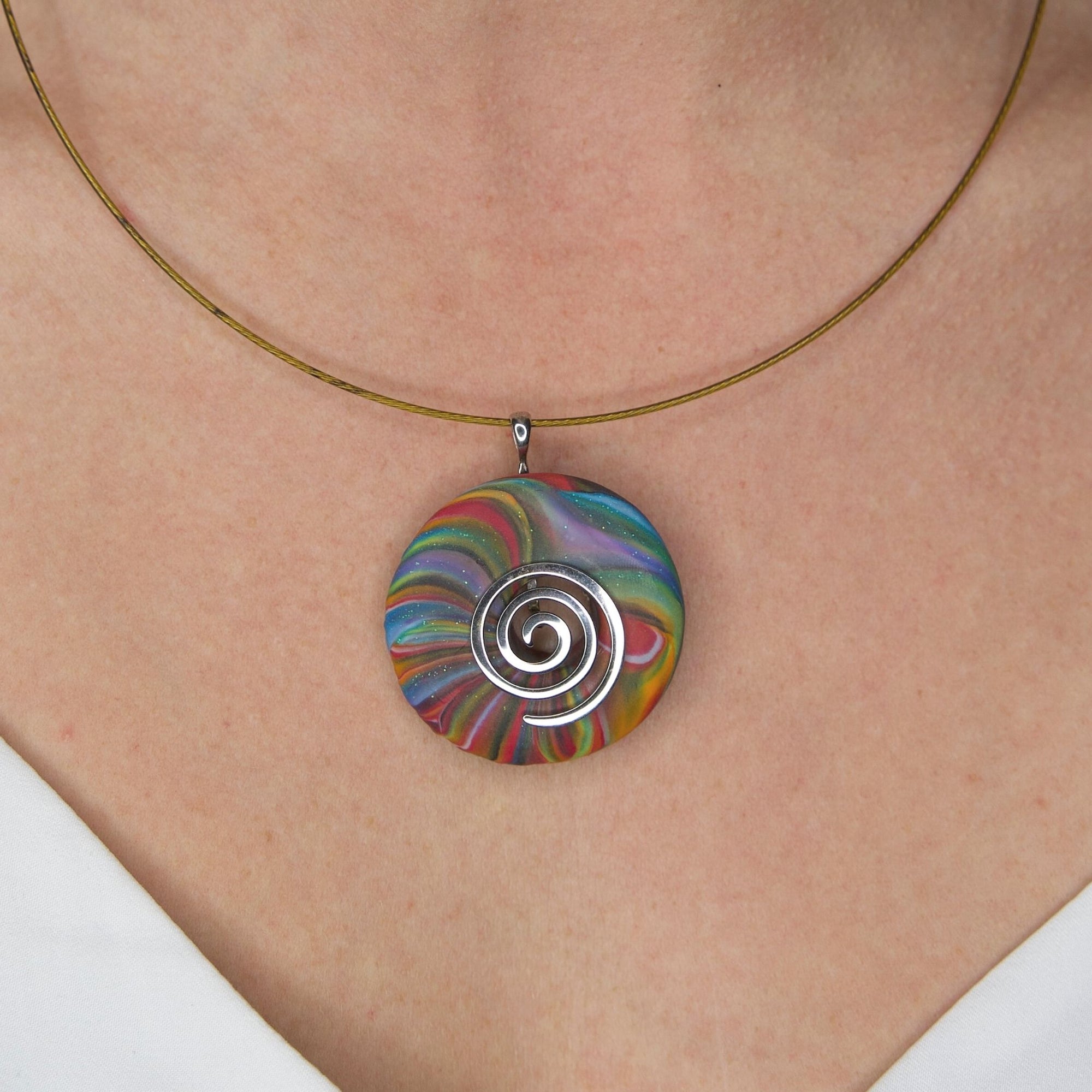 Handcrafted Pendant Necklace | Handmade Setting | Sterling Silver Swirl  SWNL132