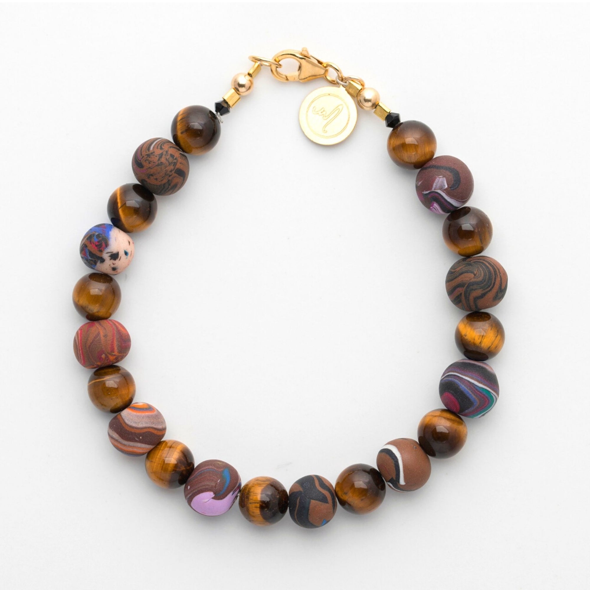 Handmade Bracelet | Handcrafted Multicoloured Beads | Tiger Eye Gemstone Beads TEB100A