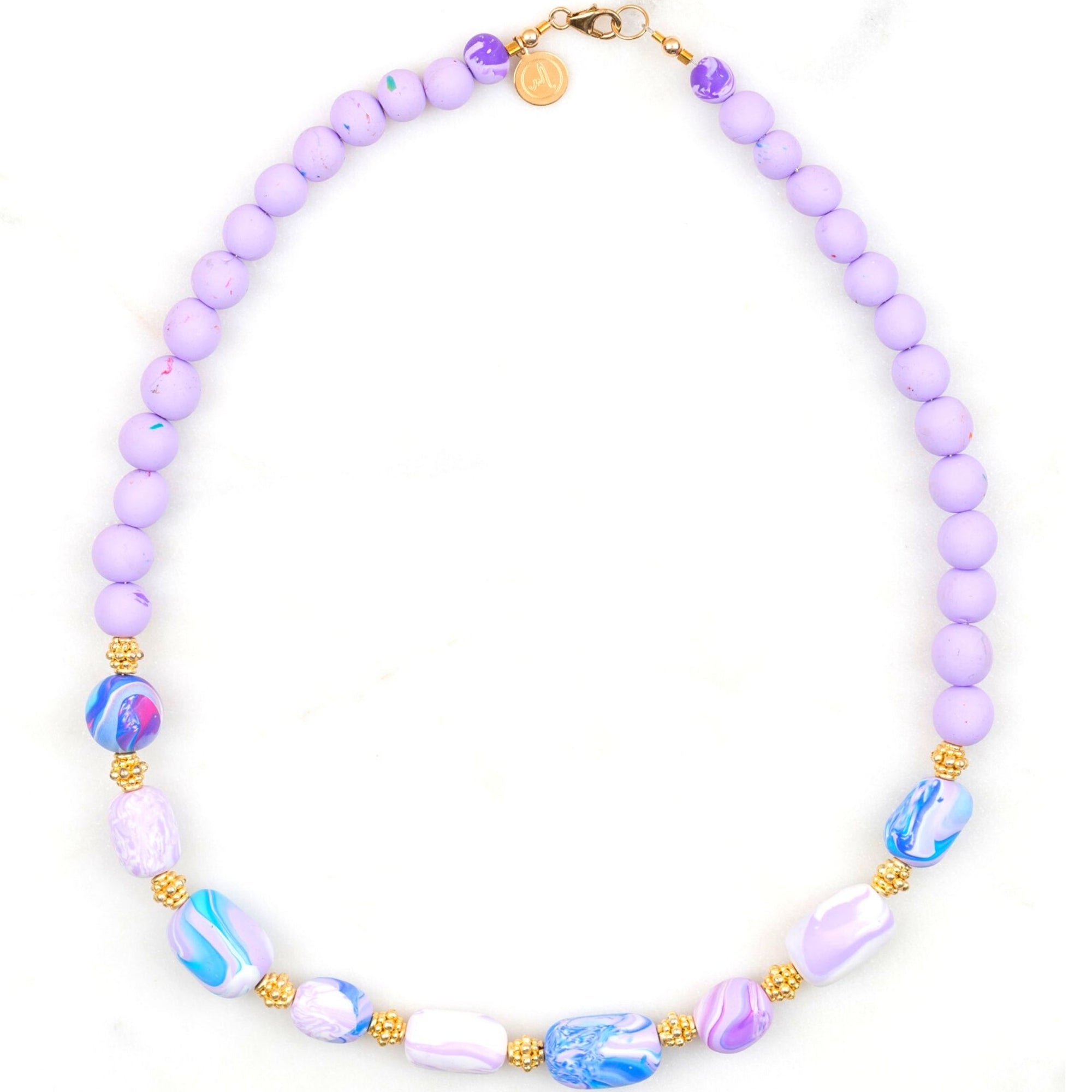 Handmade One of a Kind Beaded Necklace | Mauve and Multicoloured | MON100