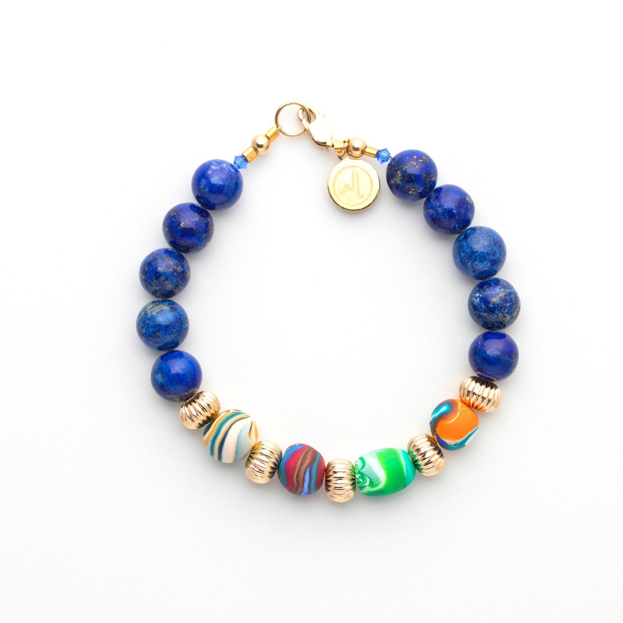Handmade Bracelet | Multi-coloured Handcrafted Beads | Lapis Lazuli  LBLL100