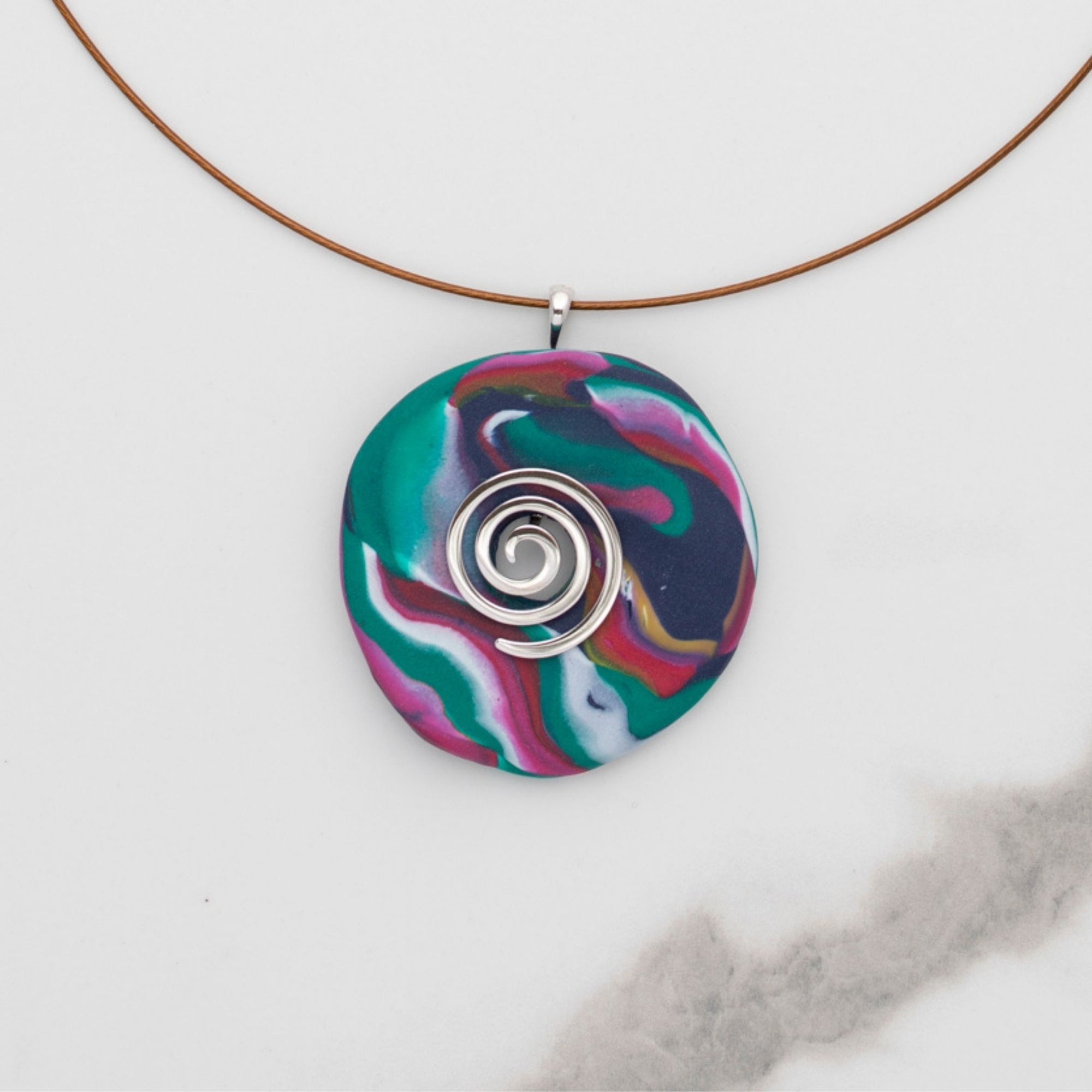 SHOP Swirl Necklace Handmade Setting by Marina-ra and 925 Sterling Silver Swirl