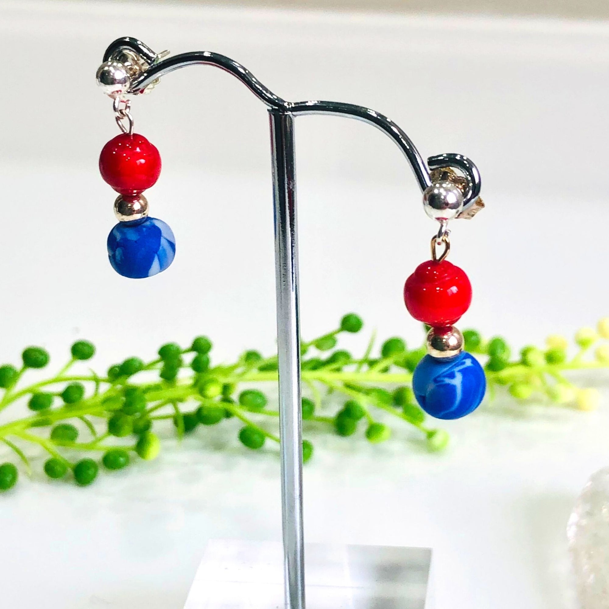 Handmade Earrings | One of a Kind | Handmade Beads | Coral and Sterling Silver Drop Earring LDE0020