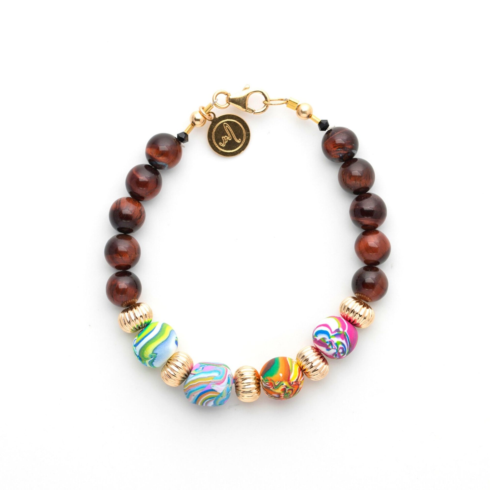 Ladys Handmade Bracelet | Handcrafted Multicoloured Beads | Tiger Eye Gemstone Beads | LTEB101